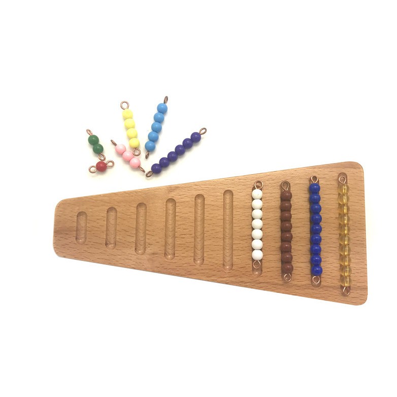 Bộ cườm từ 1-10 kèm khay bậc thang gỗ - Giáo cụ Montessori