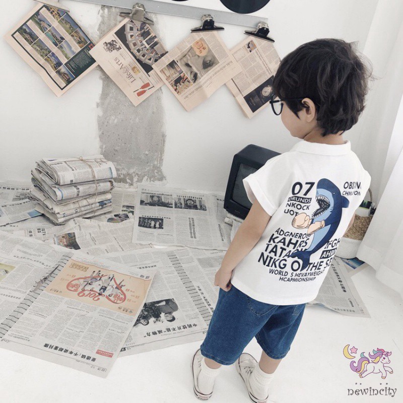 Set Áo Thun Ba Lỗ Và Quần Short Bằng Vải Denim Cho Bé Trai