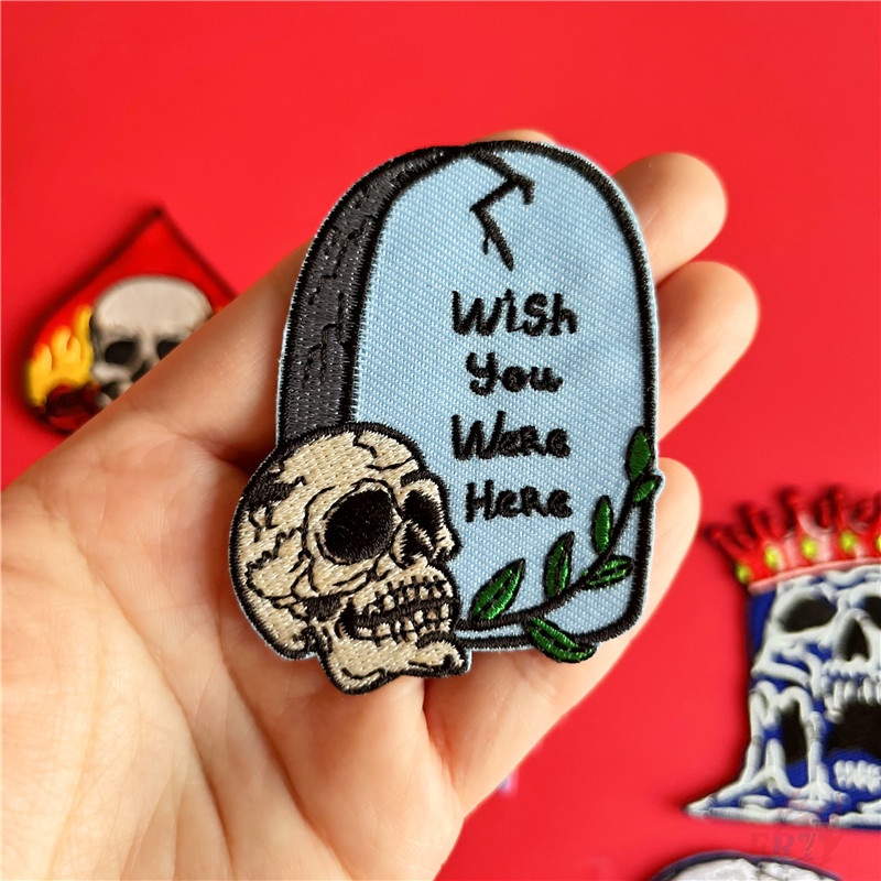 ☸ Sticker Ủi Thêu Hình Đầu Lâu Phong Cách Harajuku ☸ 1 Sticker Ủi Thêu Hình Huy Hiệu
