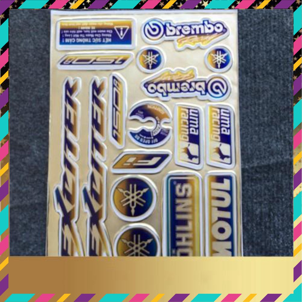 [CỰC RẺ] BỘ TEM LOGO NỔI XE EXCITER TITAN 7 MÀU