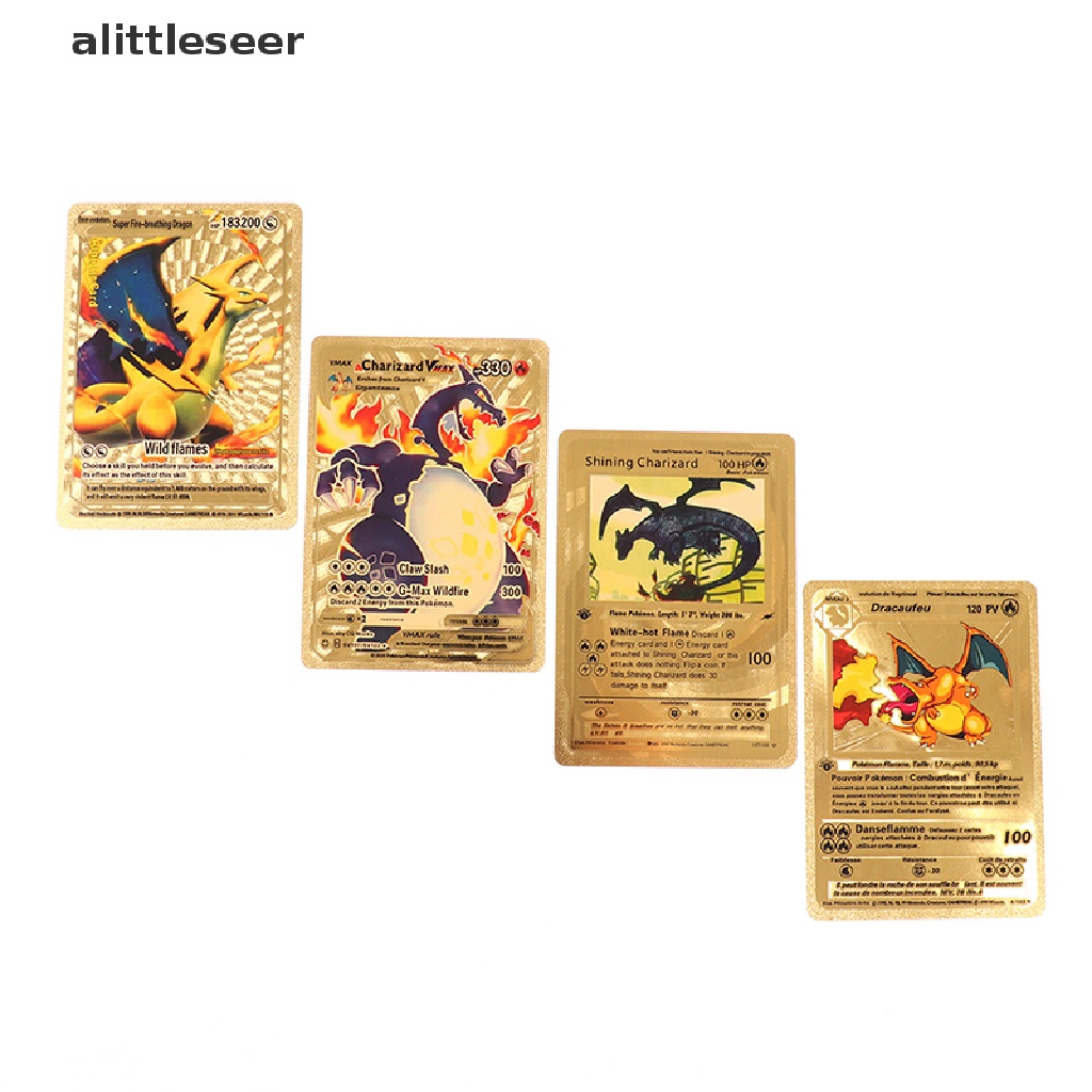 Set 54 thẻ bài màu vàng giả kim loại hình Pokemon Vmax GX