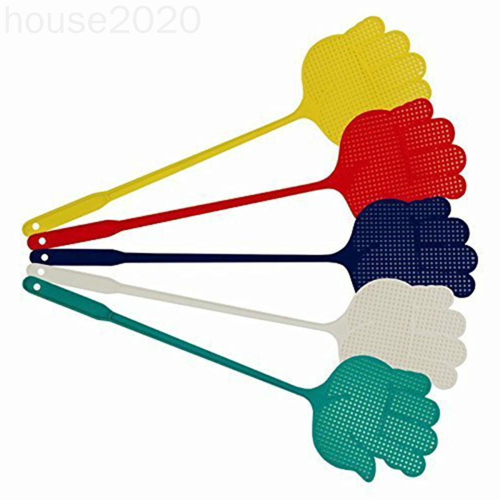 Set 5 vỉ đập ruồi bằng nhựa bền bỉ hình bàn tay với màu sắc ngẫu nhiên tiện lợi