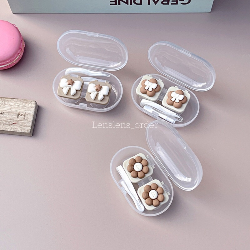 Khay Dụng Cụ Lens Hộp Đựng Kính Áp Tròng Hoa Nơ Nhẹ Nhàng Cute