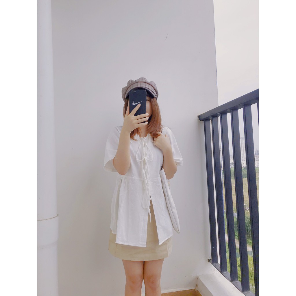 Set áo babydoll trắng nơ ngực chân váy dáng A be Ulzzang (ST5)_ | BigBuy360 - bigbuy360.vn