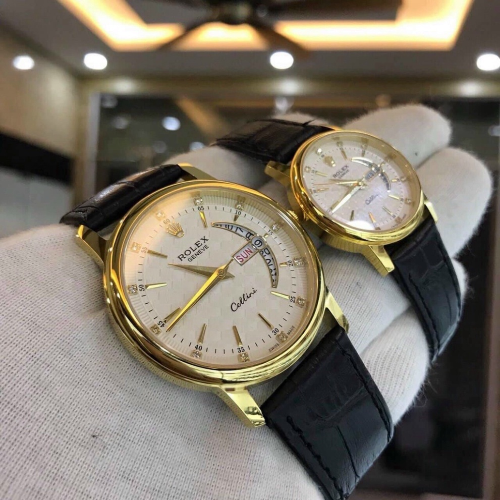 Đồng Hồ Cặp Đôi RoLex Sapphire R031 Mặt TRẮNG Máy Pin Nhật Chống xước Tuyệt Đối