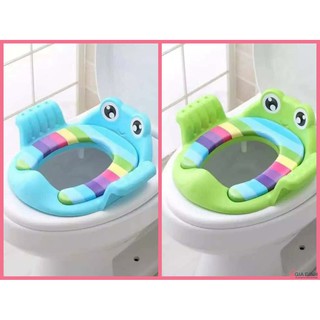 Bệ lót thu nhỏ bồn cầu có tay vịn hình chú ếch cho bé yêu.