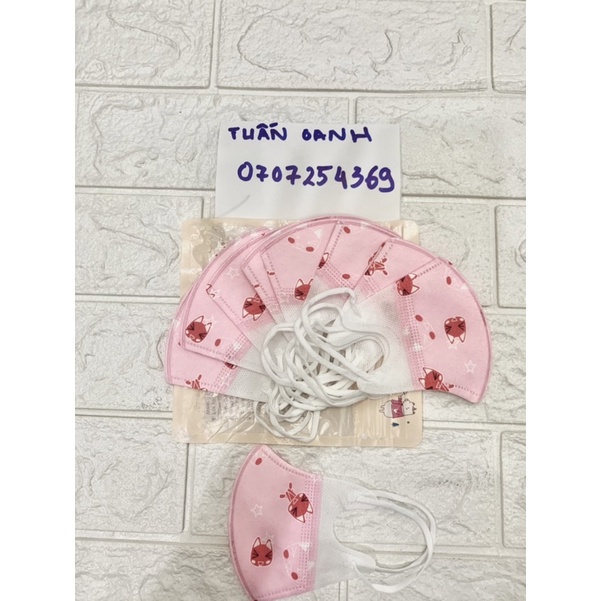 Set 10 khẩu trang trẻ em 3D kháng khuẩn cho bé