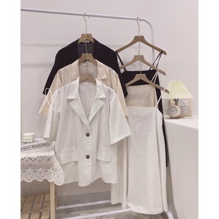 set váy dây kèm blazer