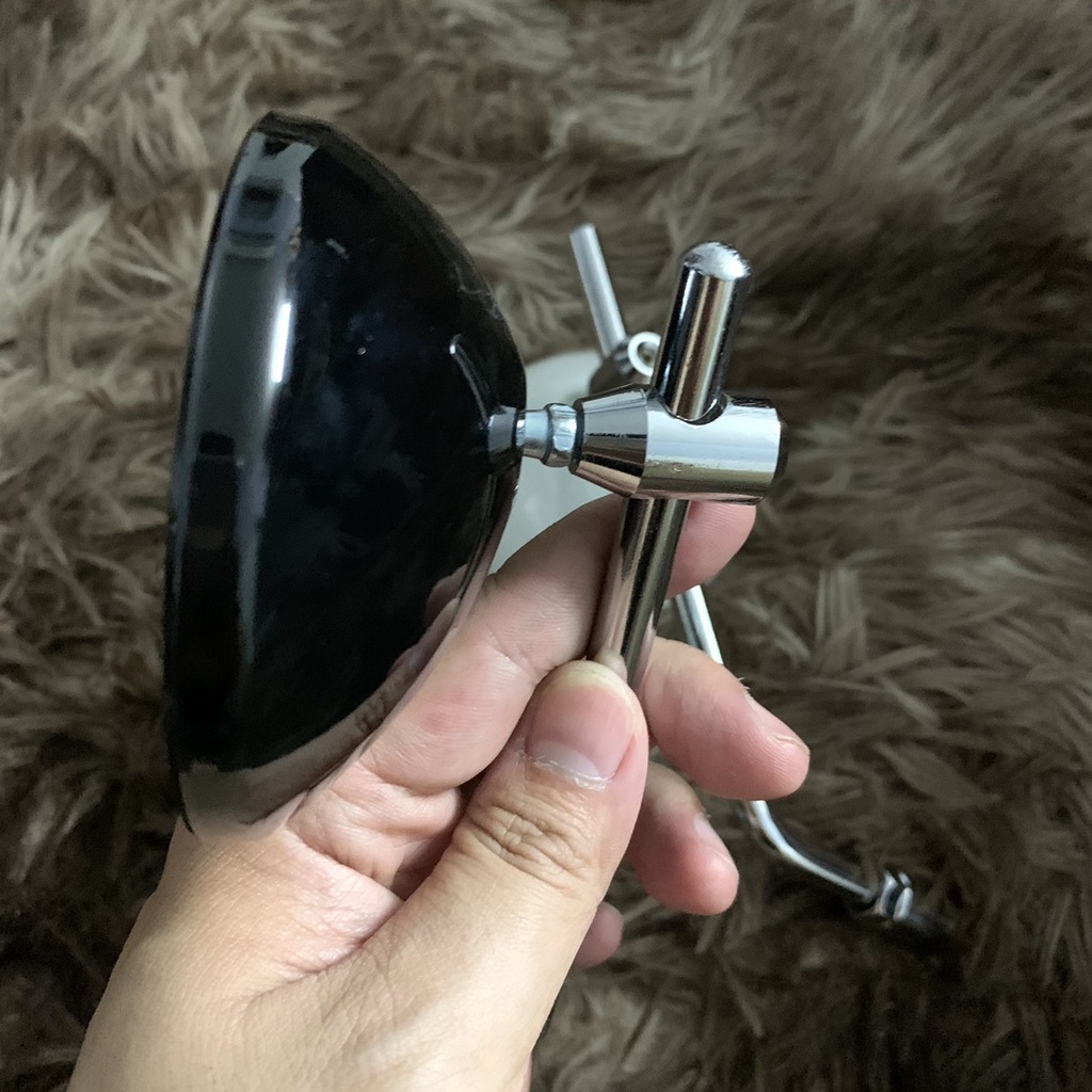 kính/ gương chiếu hậu kiểu tròn - chân 10 li thuận kim loại xi Inox sáng bóng - gắn mọi loại xe (giá 1 kính bên trái)