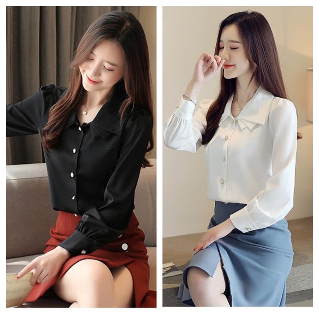 Áo Kiểu Công Sở Cổ V Phối Ren Chấm Bi Điệu Đà Hàng Chuyển Chọn BY6377