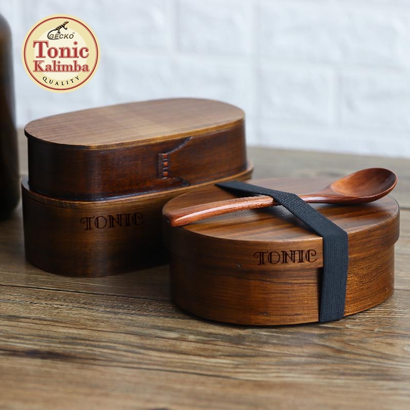 Hộp cơm văn phòng camen bằng gỗ lim L1-Tonic Home hàng xuất Nhật dùng dược trong lò vi sóng