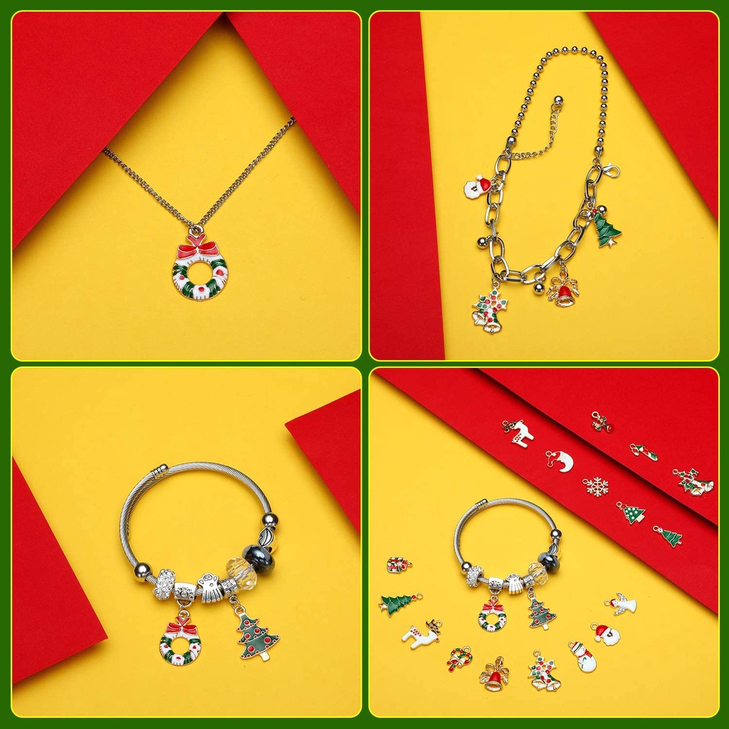 Set 19 Phụ Kiện Trang Trí Giáng Sinh Bằng Hợp Kim Tráng Men Màu Vàng Thời Trang DIY