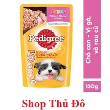 Bộ 3 túi thức ăn cho chó con dạng sốt Pedigree vị gà rau củ - 130g/túi