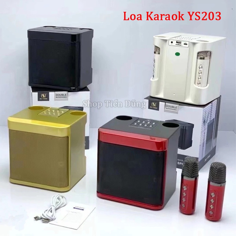 Loa Bluetooth Karaoke YS-203 Kèm 2 Tay Micro Không Dây, Điều Chỉnh Đổi Giọng,Hát Song Ca, Dễ Dàng Sử Dụng.