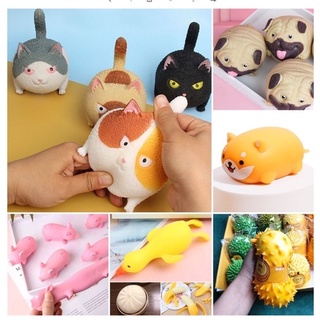 Mèo béo bóp giảm stress - Thú dẻo bóp giảm stress Mèo Béo - Heo Hồng - Chó Shiba - Vịt Vàng dạng mochi silic