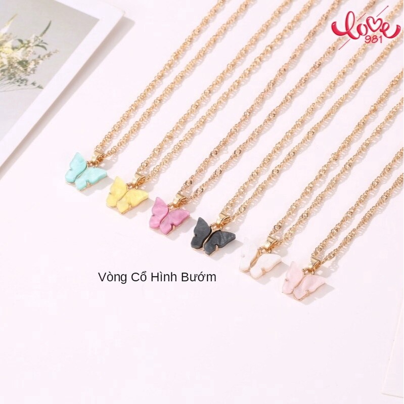 Vòng cổ mặt hình bướm bằng acrylic màu sắc ngọt ngào sành điệu