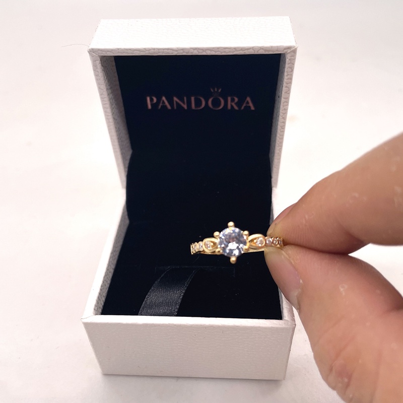 Nhẫn Pandora Mạ Vàng 14K Đính Đá Cz Sang Trọng
