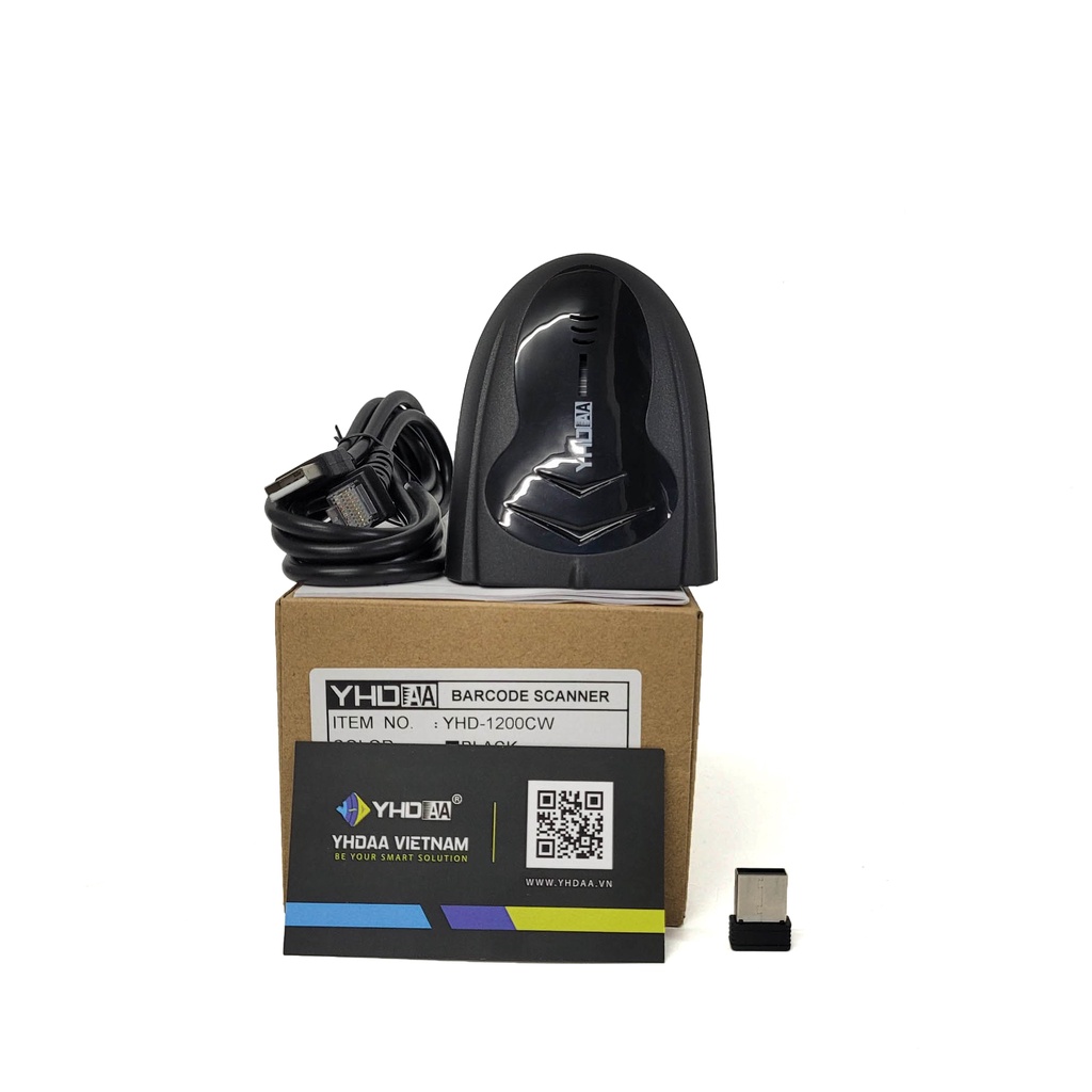Máy quét mã vạch không dây 1D YHD 1200CW kết nối đầu thu USB dùng trên Máy tính, Laptop