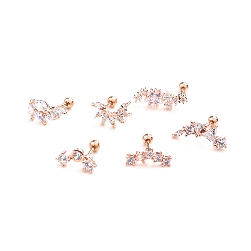 Khuyên sụn tai hình hoa hồng đính đá zircon