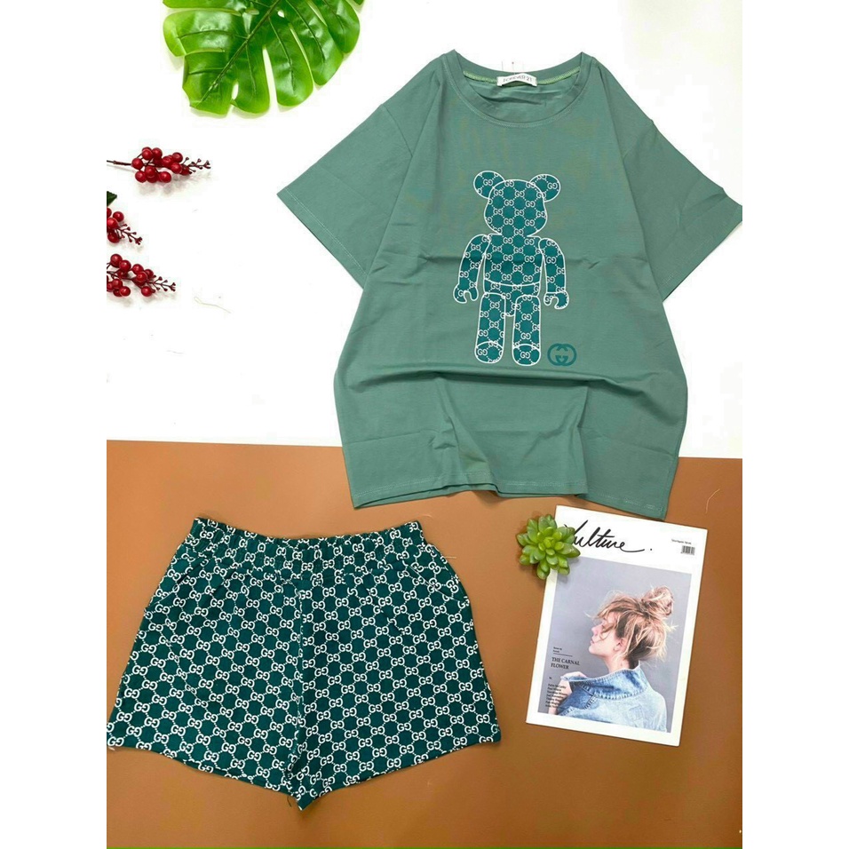 ❤️CÓ BIGSIZE TOI 85KG❤️ Đồ bộ nữ quần đùi thun cotton co giãn Set đồ bộ nữ đồ mặc nhà dễ thương bigsize B01