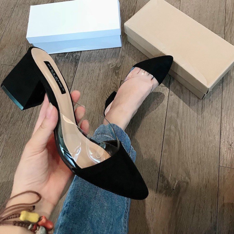 Giày sục cao gót bít mũi gót vuông UYÊN OLIVER SHOES mã H10