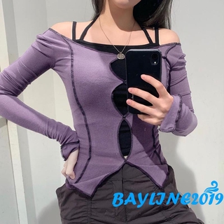 Áo Lửng Tay Loe Phối Màu Thời Trang Dành Cho Nữ