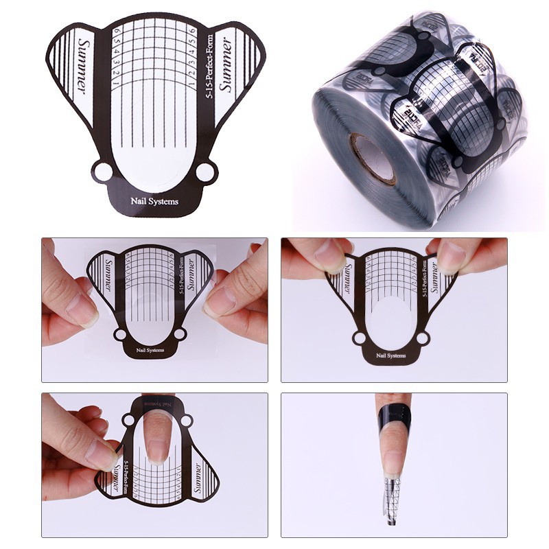 MONJA [Hàng mới về] Bộ 20 / 100 Miếng Dán Tạo Hình Móng Tay Trong Suốt Tuỳ Chọn Tiện Dụng