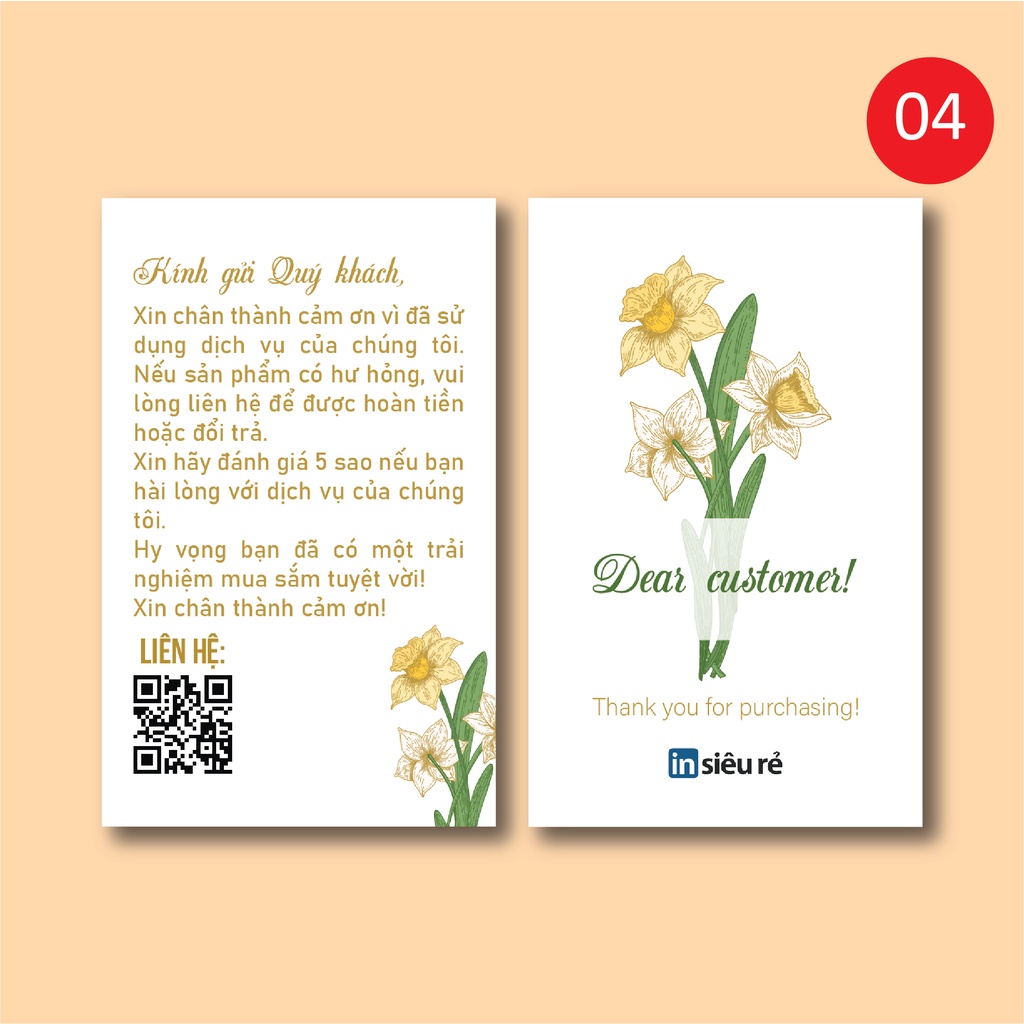 Combo 100 Thiệp Cảm ơn, Thank you Card thiết kế nội dung theo yêu cầu