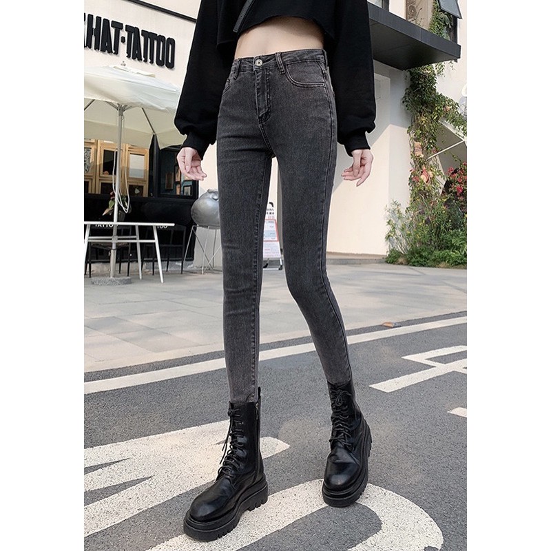 SIZE ĐẠI 50kg~95kg] QUẦN JEAN DÀI XÁM LÔNG CHUỘT TRƠN BIG SIZE LƯNG CAO CO DÃN 4 CHIỀU 2884