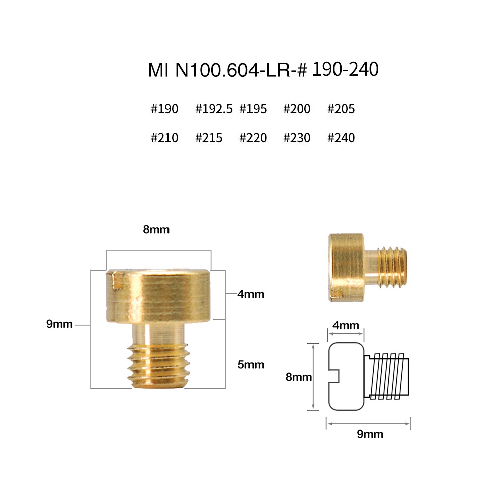 Motorcycle Carburetor Main Jet Thread For HS40 HSR42 TM36 VM16 VM29 Carburetor Injector Nozzle Size 90-240
