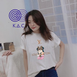 Áo Thun Trắng Cho Nam Nữ Minnie Mouse Louis Vuitton