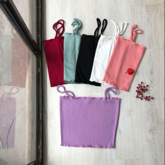 [ Mã WASTAPR giảm 10K đơn 50K] Áo 2 dây quấn bèo (video mình mặc mẫu)