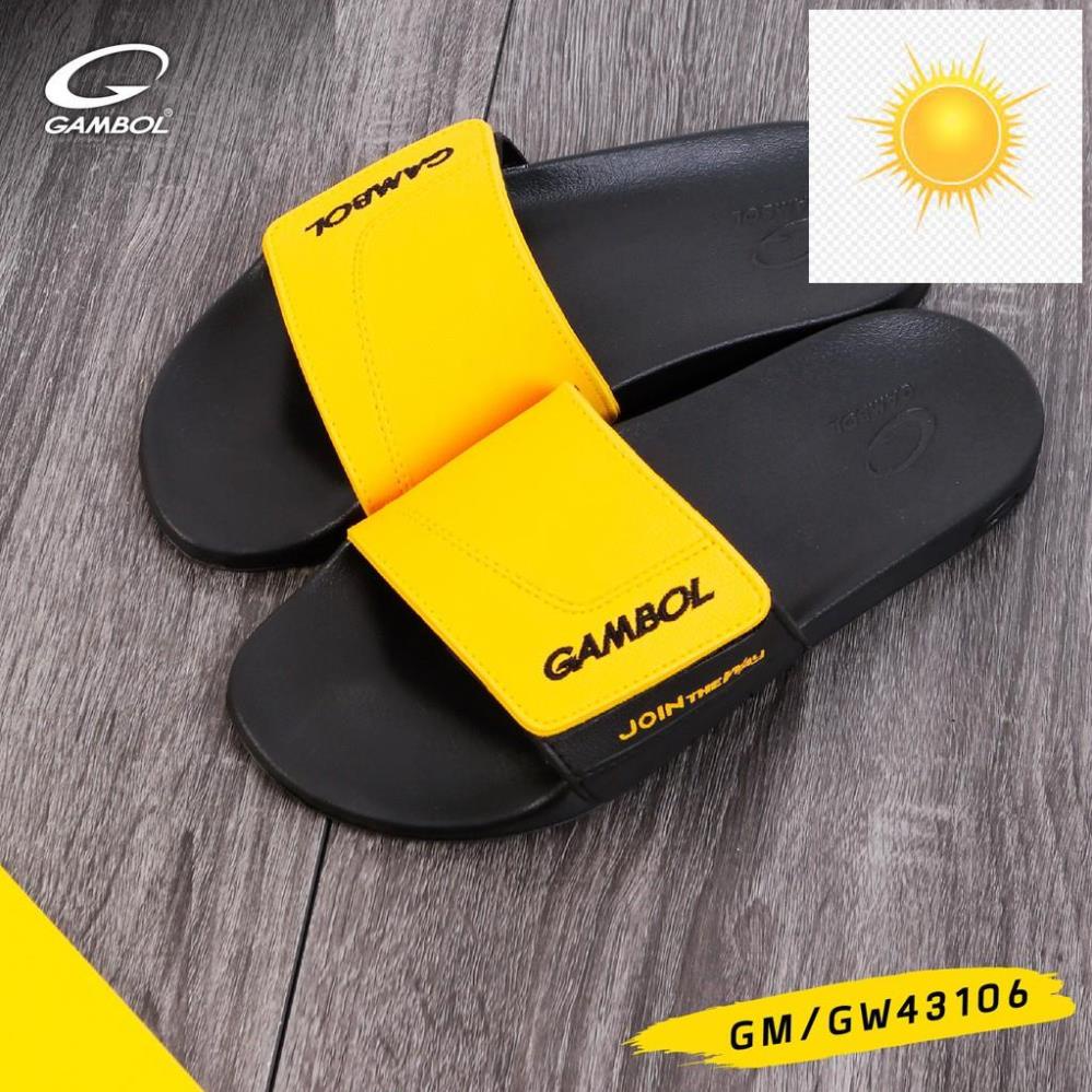Dép Gambol Thái Lan 43106 Quai Ngang Nam Nữ - Đen vàng