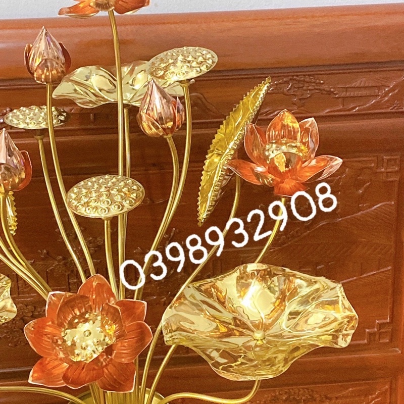 LỌ HOA SEN 15 BÔNG CHẤT LIỆU BẰNG ĐỒNG 💯
