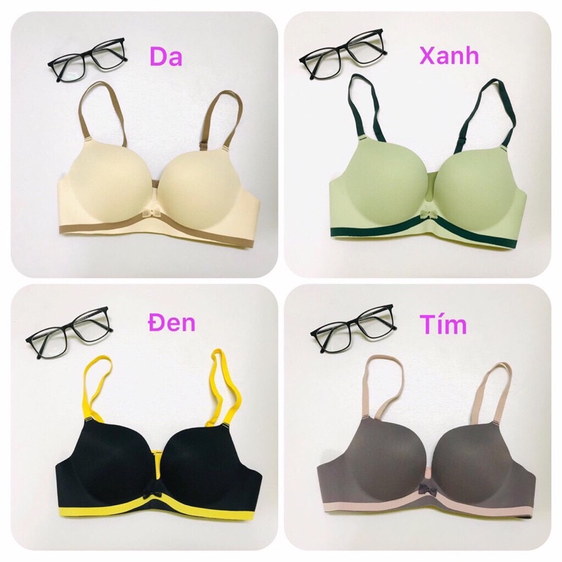 Áo Lót Nữ  Áo Ngực Nữ Đúc Su Thông Hơi Viền Màu Đính Nơ Nhỏ Tôn Vòng Một Gợi Cảm 276