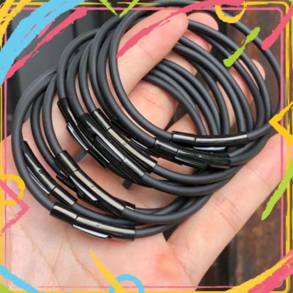 Dây Cao Su Đen Chốt Đen Hàng Loại 1 - Đeo Cùng Phụ Kiện Thời Trang, Hạt Đá, Lu Thống