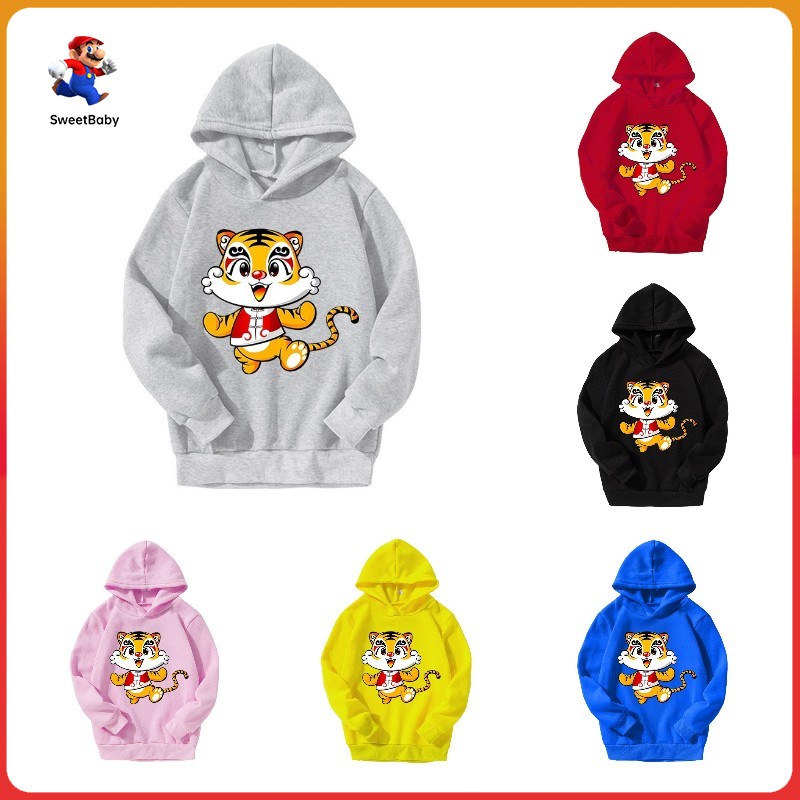 【Hàng Có sẵn】Áo hoodie tay dài phong cách giáng sinh năm mới cho bé trai 2-14 tuổi