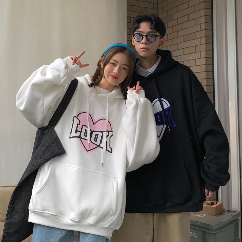 Áo hoodie trái tim LOOK cặp đôi nam nữ Unisex