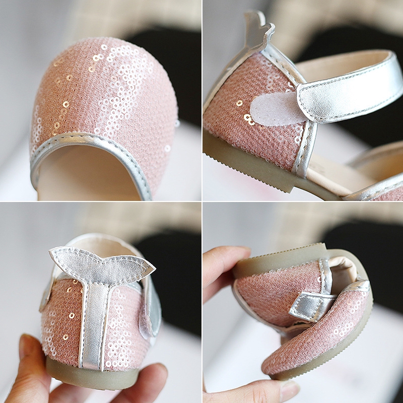 Giày sandal da lấp lánh chống trượt thời trang Hàn Quốc dành cho bé gái