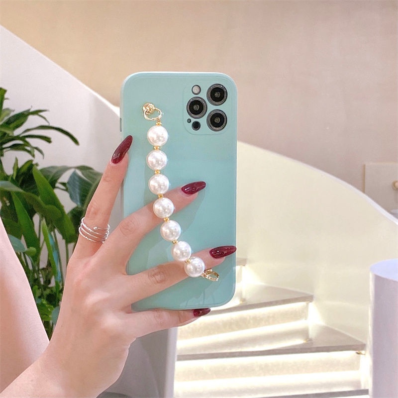 ốp iphone Đính Ngọc Trai Kèm Dây Đeo Tay Cho Ip6 6splus 7 7plus 8plus XR X XS 11 12 Pro max Plus Promax max-链019