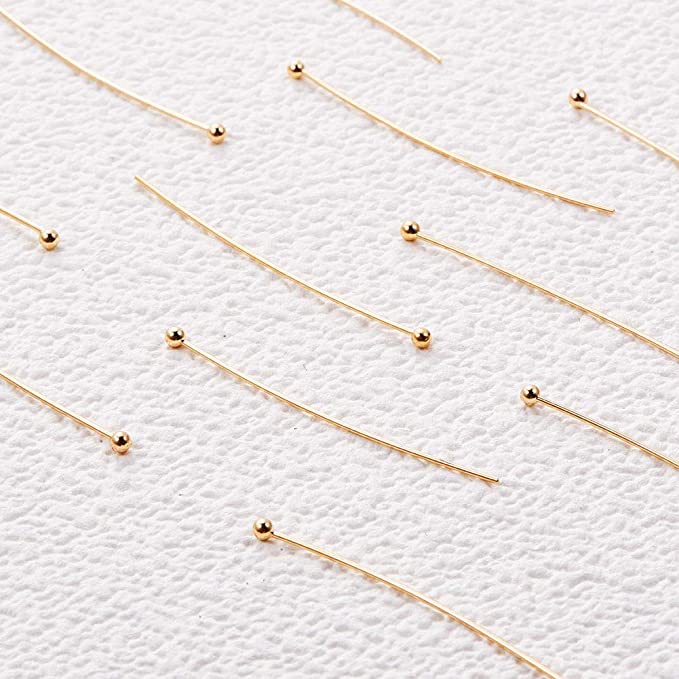Set 100 Ghim Đầu Bi Bằng Thép Không Gỉ Mạ Vàng Dùng Làm Trang Sức DIY