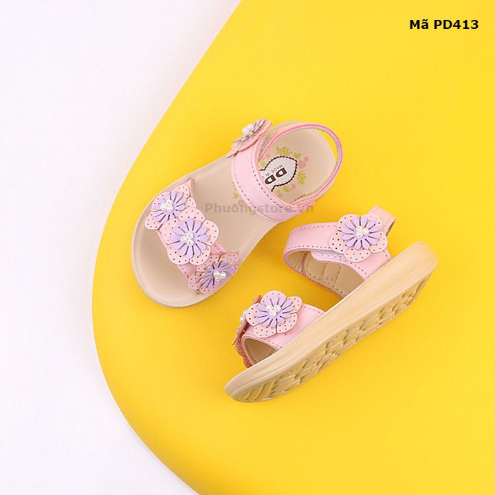 Giày sandal cho bé gái từ 1-3 tuổi quai ngang đính hoa (form lớn) PD413