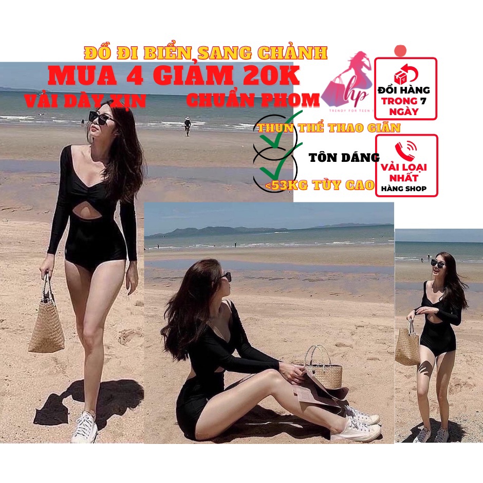 Set đồ đi biển cực xịn  jumsuit áo liền quần tay dài thun thể thao co giãn sang chảnh tôn dáng ôm body- SET BIỂN01