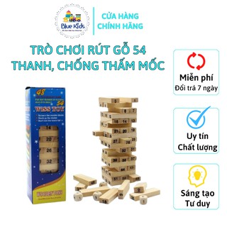 Trò Chơi Rút Gỗ 54 Thanh, Chống Thấm Mốc Mini (KÈM 4 XÚC XẮC CHO BÉ)
