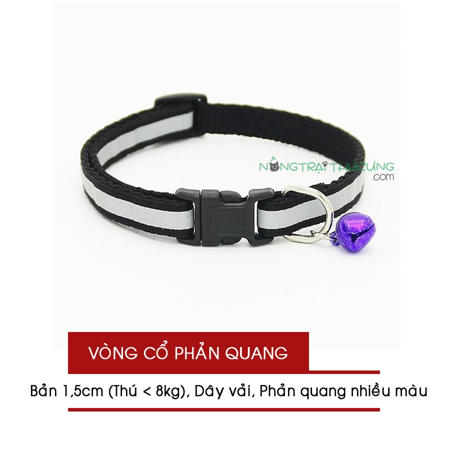[Mã 11FMCGSALE1 giảm 10% đơn 250K] Vòng Cổ Phản Quang Dây Vải - Có Chuông Cho Chó Mèo (<8kg) - Nông Trại Thú Cưng