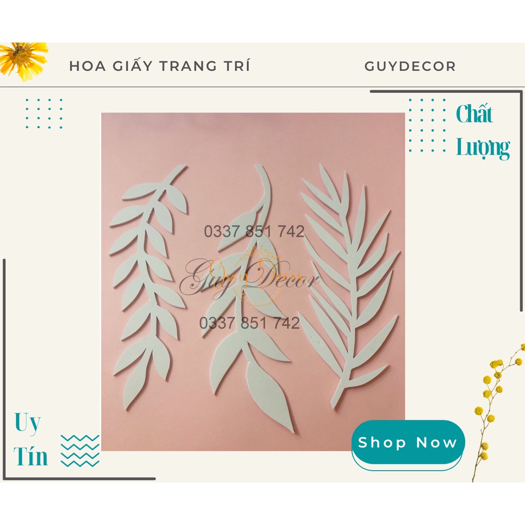 Combo 3 Mẫu Lá chất liệu form dày 3mm làm khuôn cắt lá trang trí set hoa 01