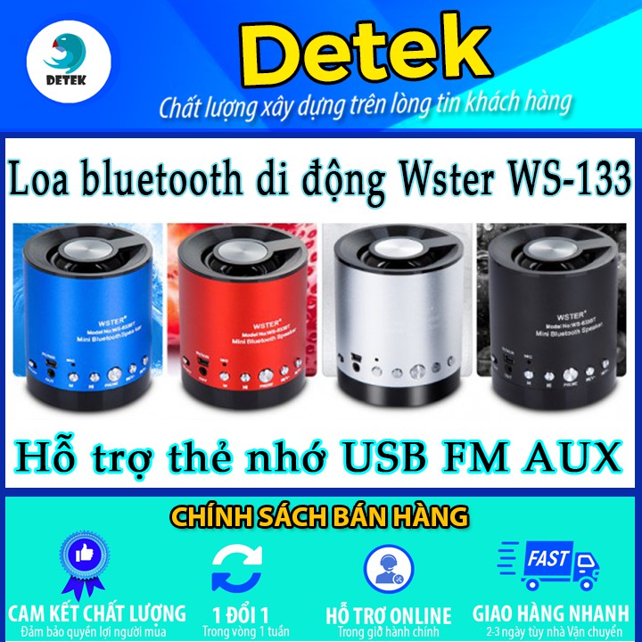 Loa Bluetooth di động Wster WS-633 hỗ trợ thẻ nhớ USB FM AUX