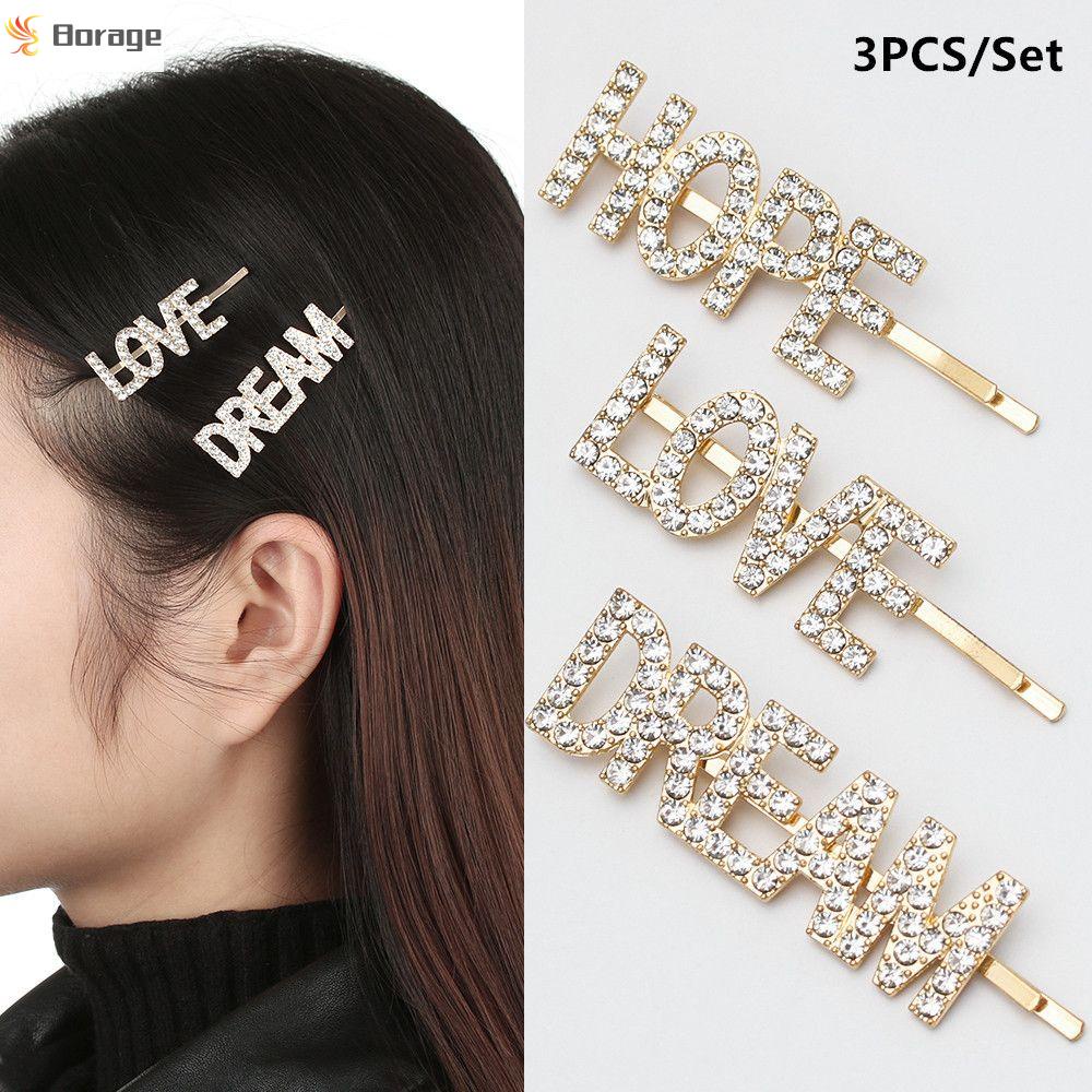 Set 3 kẹp tóc chữ LOVE HOPE DREAM thời trang cho nữ