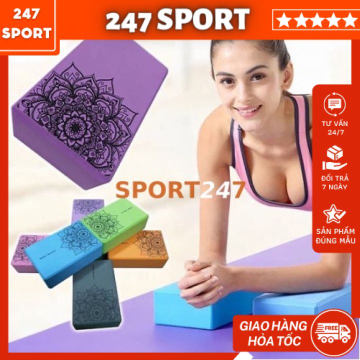 Gạch tập Yoga, Gối tập yoga blocks  in hoa MANDALA cao cấp EVA Cứng gấp 3 lần loại thông thường