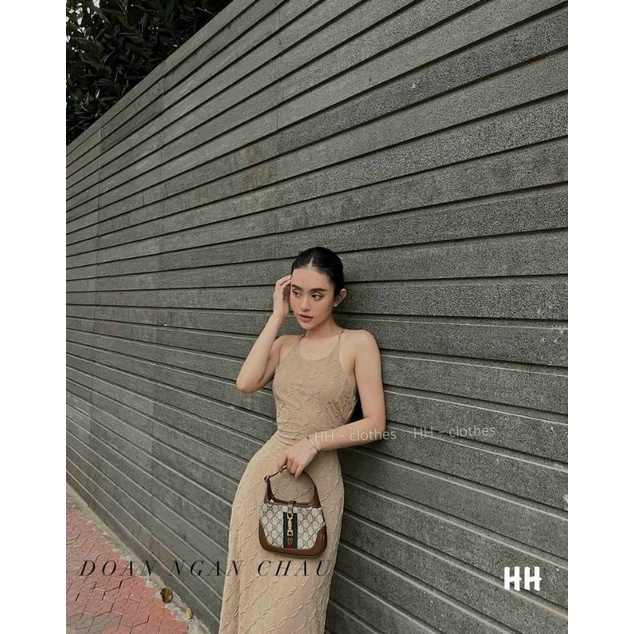 Đầm maxi ôm body đan dây lưng